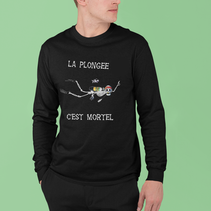 Déstockage T-shirt Manche longue bio MacJos plongée-Stock : Squelette 2 - MacJos