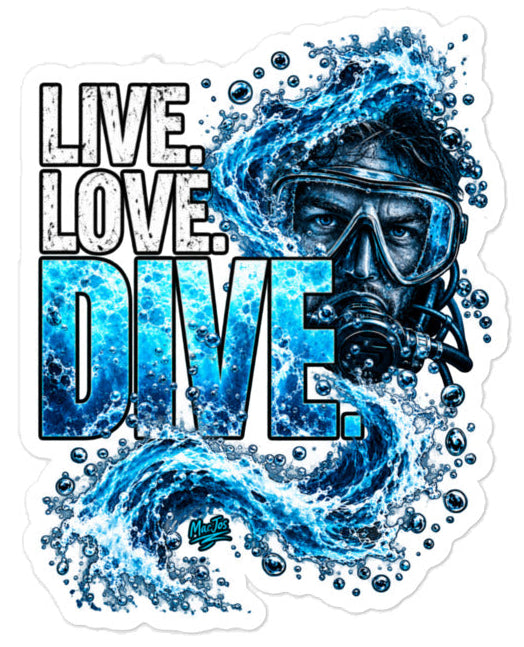 Sticker plongeur live love dive  2