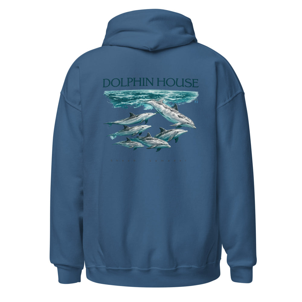 Sweat à capuche bleu MacJos dauphins Mer Rouge