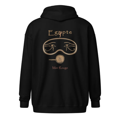 Sweat a capuche unisexe fermeture eclair MacJos plongée egypte antique – Masque egyptien Mer Rouge