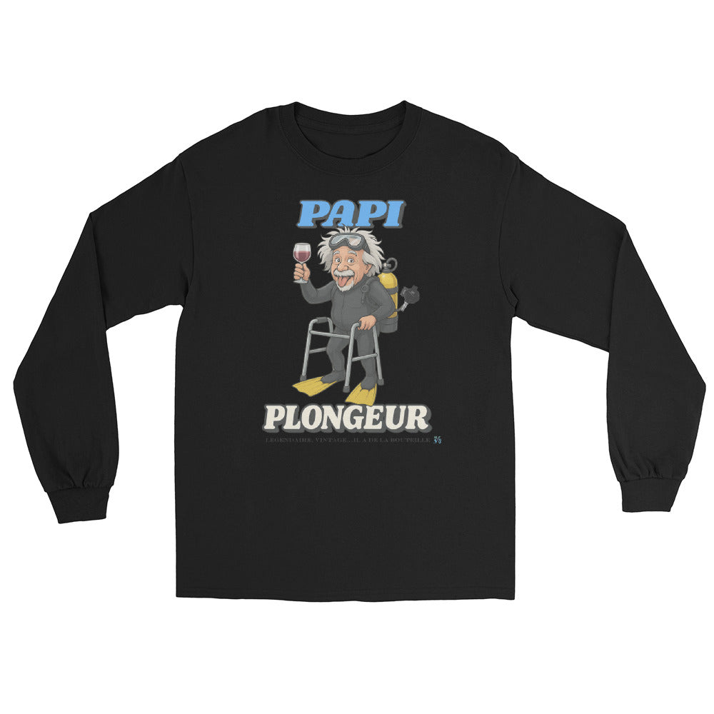 T-shirt à manches longues noir pour homme MacJos Papi Plongeur