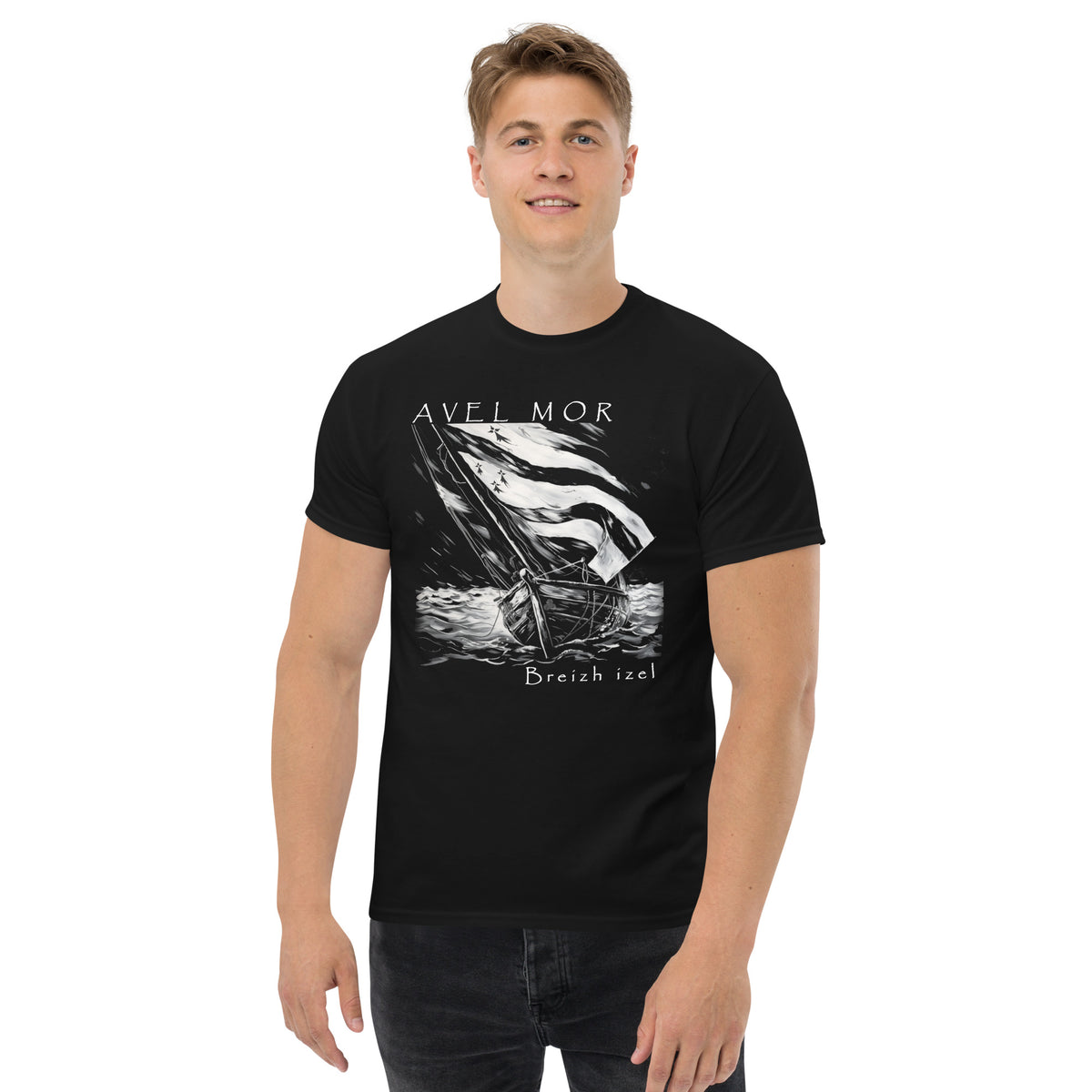 T-shirt noir breton-avel mor- Bretagne
