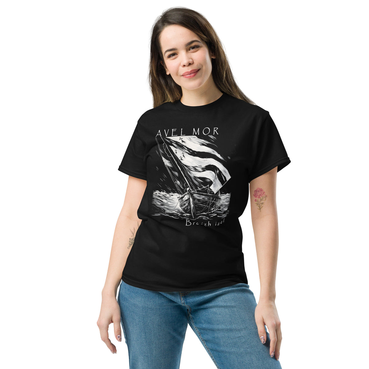 T-shirt noir bretonne-avel mor- Bretagne