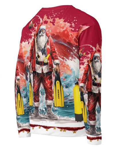 SWEAT PULL DE NOËL plongée père noël plongeur