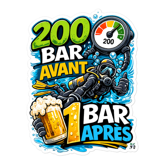 Autocollants découpés sur mesure 200 bar debriefnig plongée