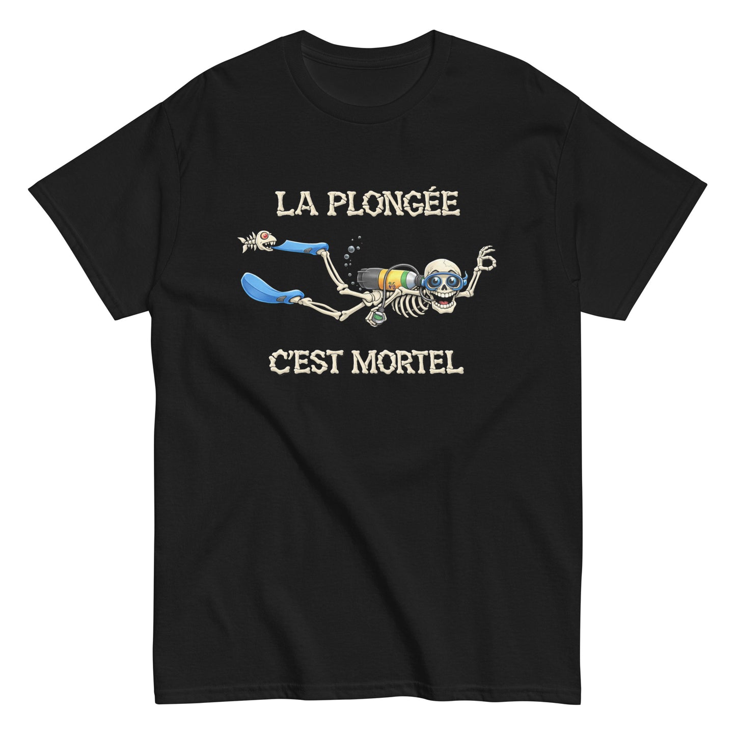 T-shirt Humour plongée MacJos – squelette plongeur