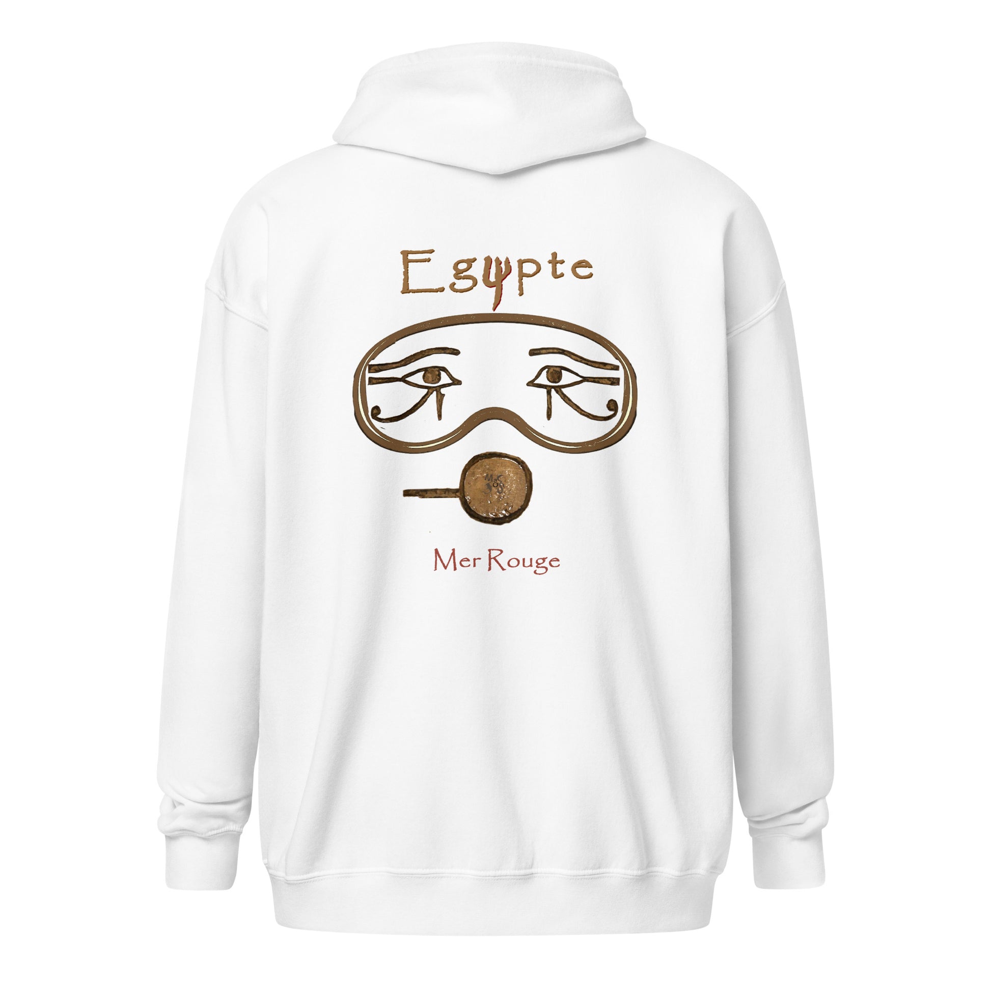 Sweat a capuche unisexe fermeture eclair MacJos Masque egyptien Mer Rouge